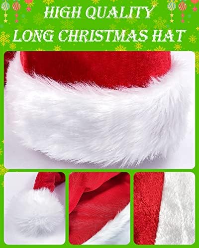 Bnikion Christmas Santa Elf Hat Hat Candy Holiday tema Hats Red e Branco Chapéu de Decoração de Xmas Long