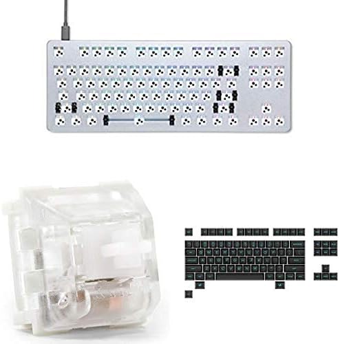 Soltar o teclado Ctrl BareBones com interruptores claros e Redsuns GMK Red Samurai Keycap Conjunto