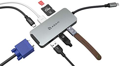 ADAM ELEMENTOS 8 -em -1 USB C CUMENTO - 4K USB C TO HDMI - 100W USB C PD - SD CARD CARTER - 3 PORTS USB 3.1 - Caixa de alumínio portátil
