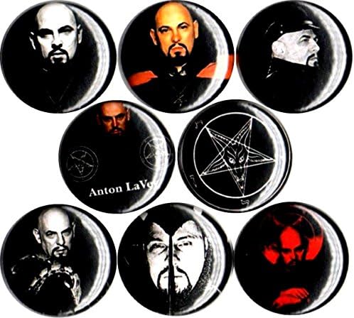 Anton Lavey x 8 novos botões de 1 polegada Buttons Badges Igreja da Bíblia Satanic Satanic