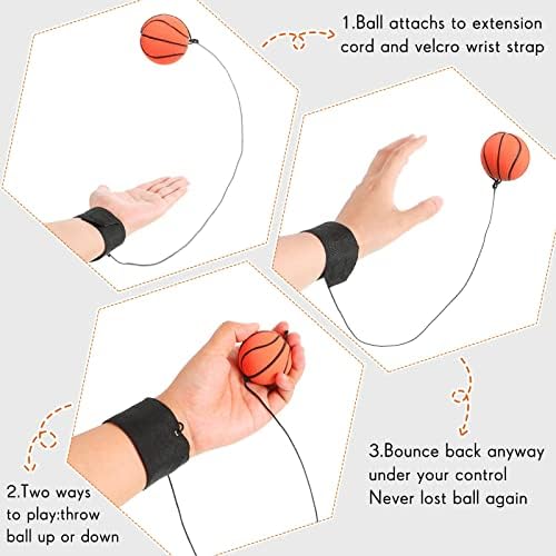 Skylety 10 peças Retornar o pulso Ball Ball Rubber Rubber Rebound Ball Sports Sports Bouncy Ball Basquete Baseball Base Bola