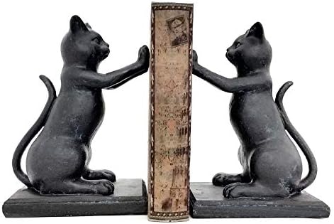 BELLAA 23033 FELEL PLATE Decor Decorativo Cat BookEnd Conjunto para amantes de gatos Black Plushful Kitty High Five