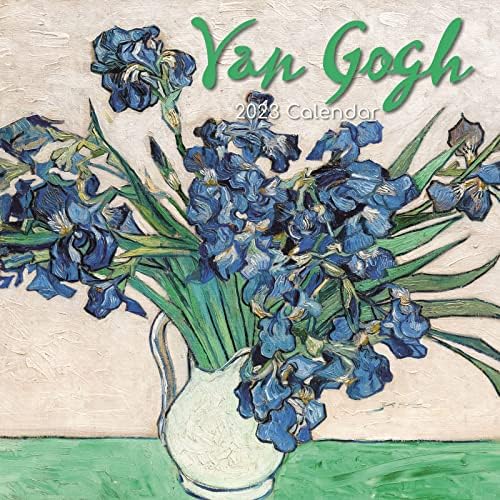 2023 Calendário de parede quadrada, van Gogh, tema de 16 meses de artes e antiguidades com 180 adesivos de lembrete