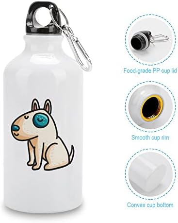 Little Cartoon Bull Bull Terrier Dog Sport Aluminum Bottle Portable Sport Water Garrafs com carabiner e boné de torção