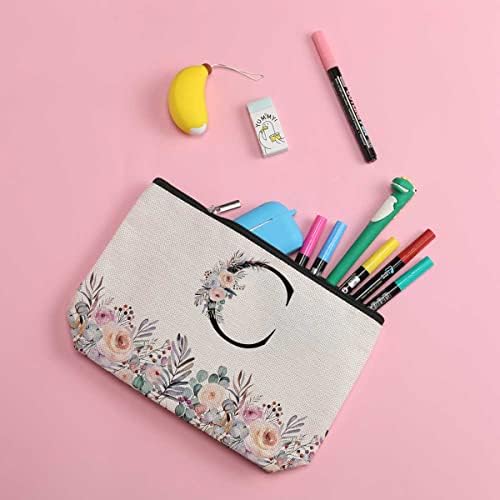 Bolsa de maquiagem inicial Carta de aniversário exclusiva para mulheres meninas Bolsa de cosméticos personalizados