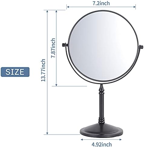 Espelho de maquiagem do dote Espelho de ampliação de 10x Vanidade Mirror Combatão de dois lados Black fosco de preto