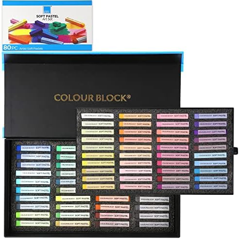 Bloco de cores 80pc Pastéis macios para artistas, conjunto de sala de aula de giz colorido, bastões de carvão para