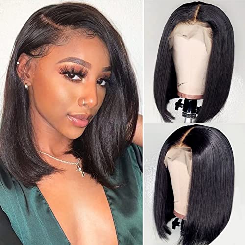 AiSi Band Band Wig Humano Humano Sem Glue Curto Bob Wigs Cabelo Humano Para Mulheres Negras 150% Densidade Nenhuma Cada Frente