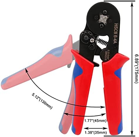 BAOMAIN CRIMPING PLIER HSC8 6-4A Auto-ajustável Ferramentas de crimpagem por 0,25-6 mm² AWG 23-10, cabo de fio de fios quadrados Red Selves Red Red