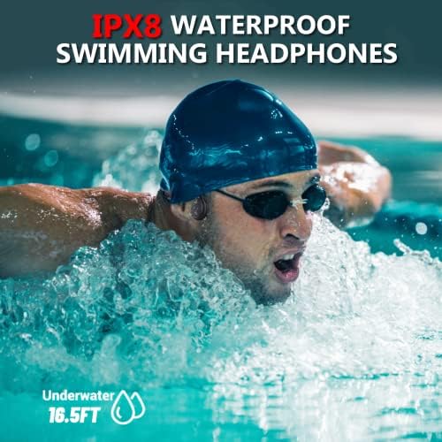 Fones de ouvido de condução óssea à prova d'água bzojifo, fones de ouvido de natação à prova d'água IPX8 32 GB MP3 player