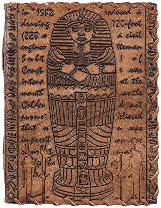 Jornal de escrita em couro | Múmias egípcias antigas no caderno de capa dura em relevo para escrever para meninas meninas | Página