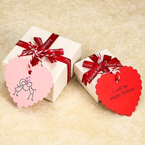 300 peças do Dia dos Namorados Tags de presente Heart Kraft Paper Tags Hang Label Decoração pendurada com cordas para os suprimentos