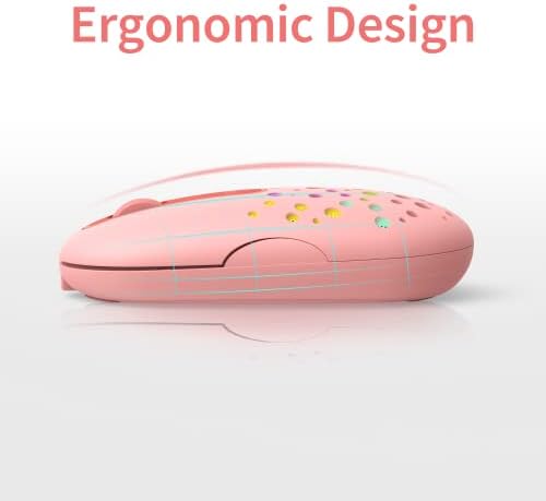 UniPows Mouse sem fio LED, mouse que muda de cor com concha de favo de mel, camundongos sem fio esbeltos recarregáveis,