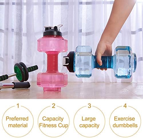 Besportble Sports Water Bottle Bottle Bottle Dumbbell em forma de fitness Exercício de fitness jarro para yoga de ginástica