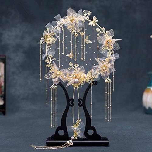 KXDFDC Elegant Bridal Flower Bouquet-Holder de metal de metal de metal de metal fã de mão de pérola com pérolas