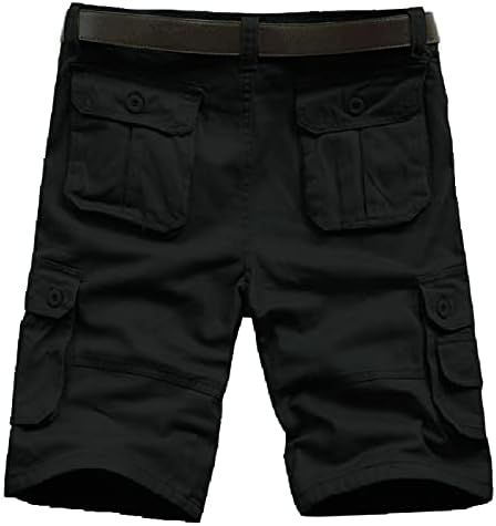 Shorts masculinos grandes e altos cargo casual clássico algodão de algodão planície traseiro tático com bolsos múltiplos