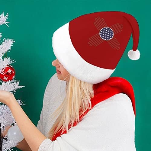 American Sun Zia Sun Plush Chapéu de Natal Naughty e Nice Papai Noel com borda de pelúcia e Decoração de natal de conforto