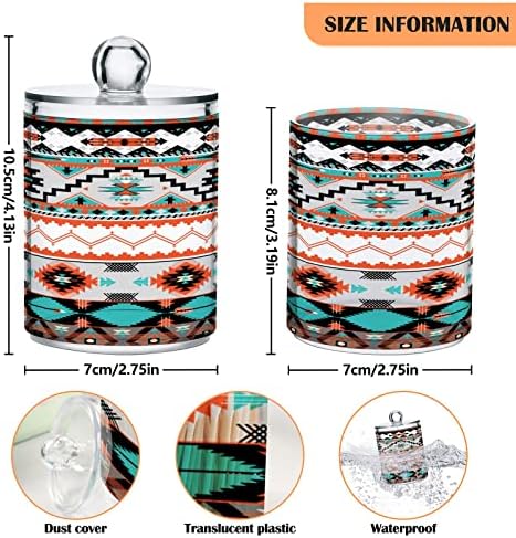 Padrão asteca Cotton Swab Suports Recipientes de banheiro Jarros com tampas Conjunto de algodão Round Round Suports Jar para cotonetes