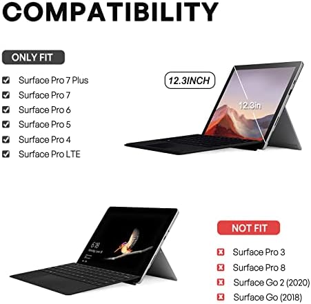 Caso procase para 12,3 Microsoft Surface Pro 7 Plus, Pro 7, Pro 6, Pro 5, Pro 2017, Pro 4, Pacote Pro LTE com Protetor de tela