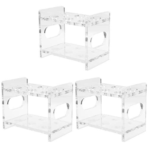 Baluue Tool Stand 3pcs para orifícios químicos Trexos transparentes Óculos de centrífuga Shoto de acrílico Experimento de acrílico Teste de tubo claro Tubos de teste de tubo de tubo claro Laboratório Tubos de teste de plástico