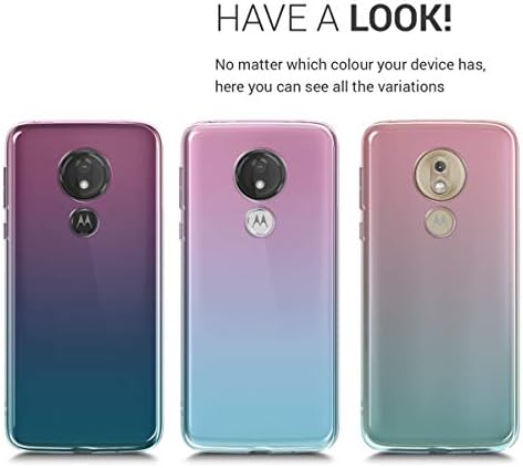 Case Kwmobile Compatível com Motorola Moto G7 Power - Case Caso Transparente Gradiente Tampa - Bicolor Dark Pink/Blue/Transparent