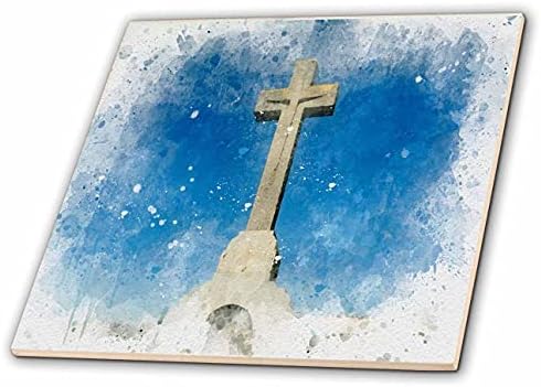 3drose Church Cross Architecture Image of Watercolor - Tiles