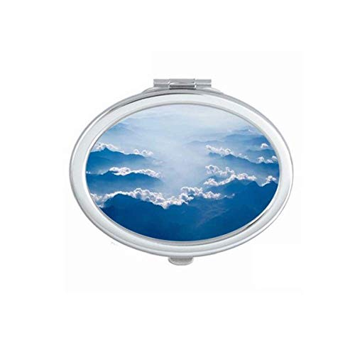 Nuvens azul branco céu art déco espelho de moda portátil maquiagem manual de mão dupla lateral óculos