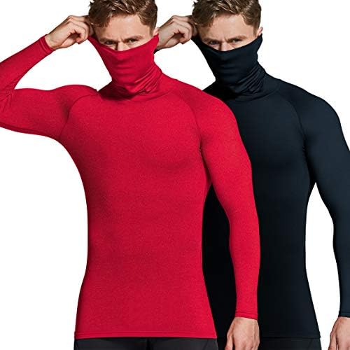 Athlio 2 ou 3 Pack Men's Térmico Manga Longa Camisas de Compressão, Tartaruga/Mock Winter Sports Base Camada, camisa