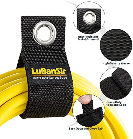 Lubansir Extension Cord Solder, variado de 9 gancho de embalagem e tiras de armazenamento de loop para armazenamento de mangueira