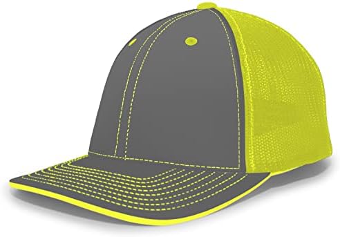 Pacific Headwear Trucker FlexFit Cap44; Graphite & Neon - Extra grande