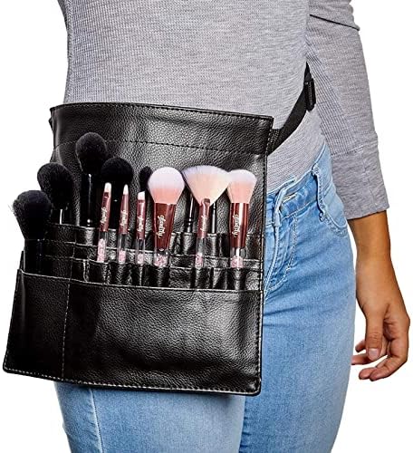 Okuna Outpost Makeup Brush Belt com 22 bolsos, couro preto PU