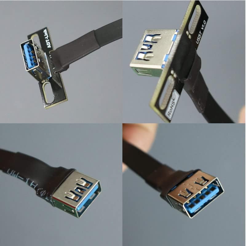 ADT-Link USB 3.1 Gen1 Tipo-E para USB 3.1 Soquete feminino Tipo interno E machado Cabo de extensão plana com orifício de parafuso