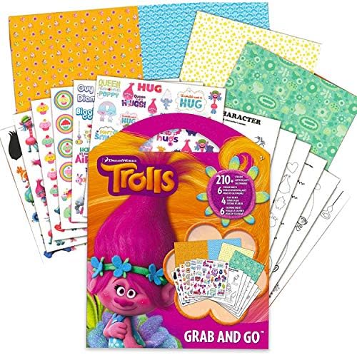 Pacote de suprimentos escolares de backpack trolls ~ trolls bolsas escolares com mais de 200 adesivos de trolls, além