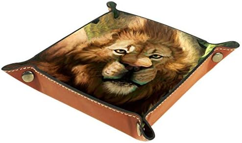 AISSO Bandeja de manobrista Lion focinho de impressão de jóias de couro Bandejas Organizador para carteiras, relógios,