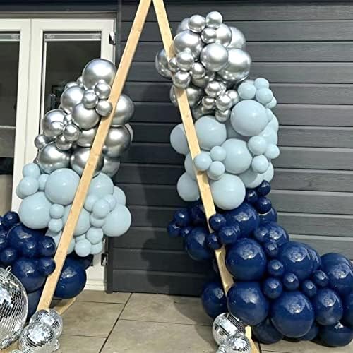 FutureFerry Night Blue and Ice Blue Balloons Kit Garland Kit 137pcs Marinha Balão Metálico Prata Arco para Birthday Baby Shower
