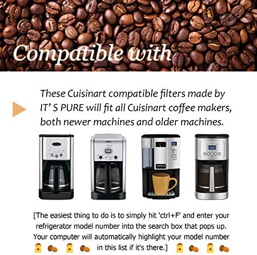 12 pacotes de filtros de água de carvão de substituição se encaixam em todas as máquinas de café Cuisinart -Remove cloro, odores