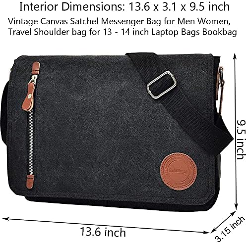 Braça de bolsa de ombro de laptop de 12-13,5 polegadas, bolsa de mensageiro da tela vintage para homens para homens, bolsa de bolsa de ombro de viagem bolsa de crossbody