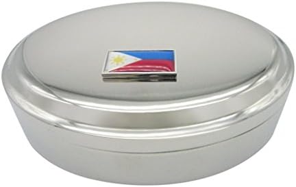 Fin -bordas Filipinas Bandeira Pingente Oval Tinket Jewelry Box