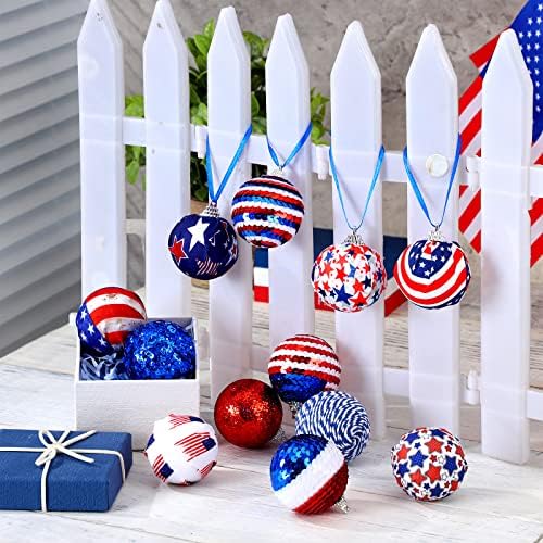 Sumind 12 PCs Independence Day Ball Ornaments 4 de julho Ornamentos para a árvore 2 polegadas Red Branca Decorações de árvores Branca