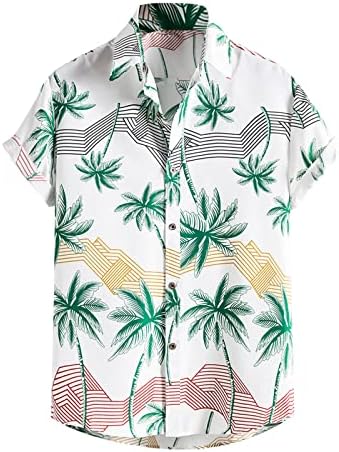Camisas masculinas de manga curta étnica impressão casual havaiana blusa de camiseta de camiseta de botão de camisa Vestido de camisa verão