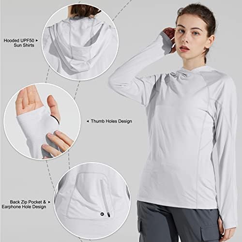 Capol Mulheres UPF 50+ Camisetas de moldura de proteção solar de manga comprida Camisa leve para caminhadas ao ar