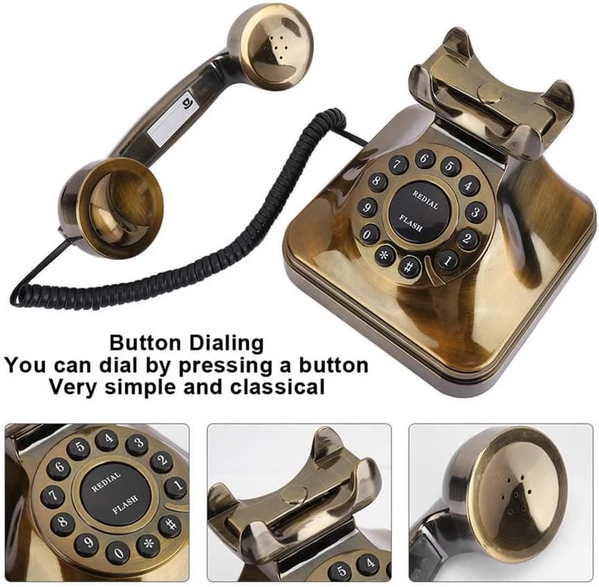 Telefone antigo Antigo da Gretd Vintage Phone fixo de bronze telefone fixo de cordas clássicas para hotel em casa hotel