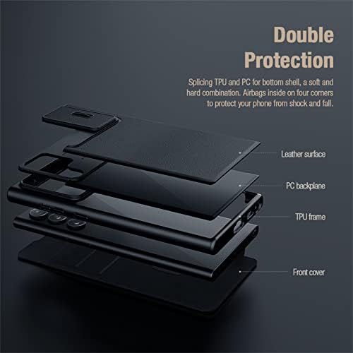 Caixa da carteira para Samsung Galaxy S23 Ultra/S23 Plus/S23, [Proteção à lente da câmera deslizante] Caso interior de fólio de