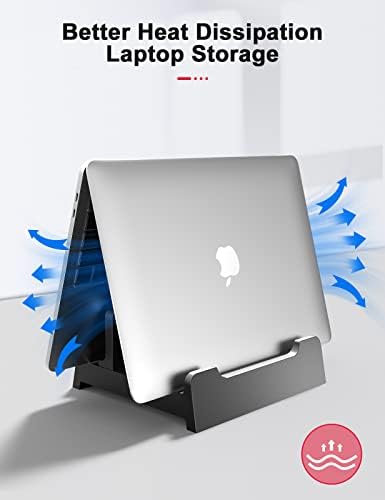 Stand de laptop vertical de melanty com cubo USB, lapto de lapto de lapto de plástico com lapto-laptop com 1 USB-C e 4 portas USB-A,