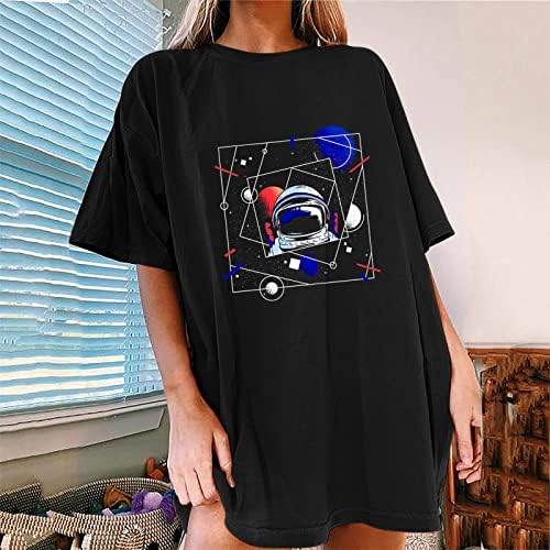 Y2K Tops for Women Summer Summer Trendy vintage Manga curta Camiseta casual redonda solta Túnica de túnica Blouse Plus Tamanho