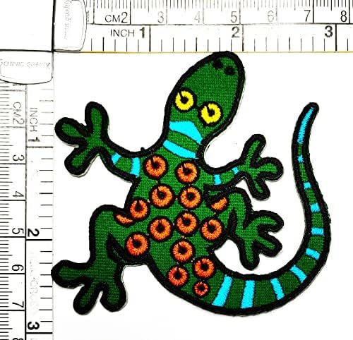 Kleenplus 3pcs. Desenho animado camaleão de camaleão de animal bordado bordado Ferro em costura em emblema para jaquetas jeans