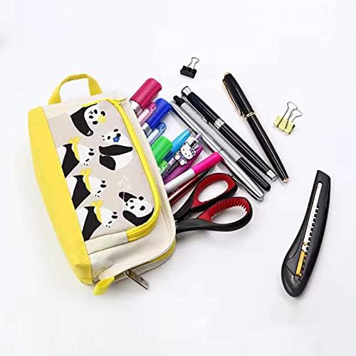 Caixa de lápis de lona fofa de panda, bolsa de maquiagem para crianças e sacos de lápis, bolsa de lápis de caneta para escolar/escritório