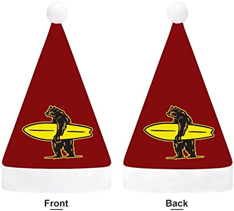 California Surf Bear Chat chapéu de chapéu de Papai Noel Hats de Natal engraçados Chapéus de festa para mulheres/homens