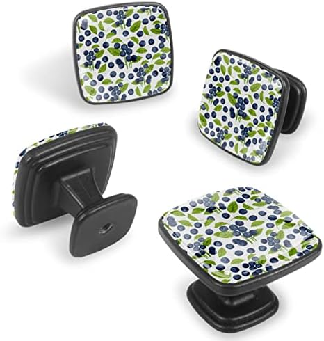 4 peças Cabinete botões de aquarela Frutos de mirtilo folhas gaveta puxadores para armário de banheiro de armário de cozinha