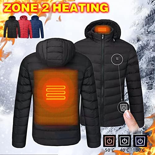 Womens Winter USB Aquecimento de casacos de várias áreas de 8 horas com capuz de calor com duração de inverno com bolsos com calças auto-aquecidas